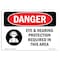 Signmission OSHA Danger, Eye And Hearing Protection Required, 10in X 7in Rigid Plastic, OS-DS-P-710-L-1221 OS-DS-P-710-L-1221 - alternate 1